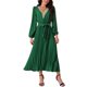 thumbnail image 1 of INSPIRE CHIC Vestido Midi Plisado Casual de Manga Larga con Cuello en V y Cinturón para Mujeres 2024 XL Verde, 1 of 6