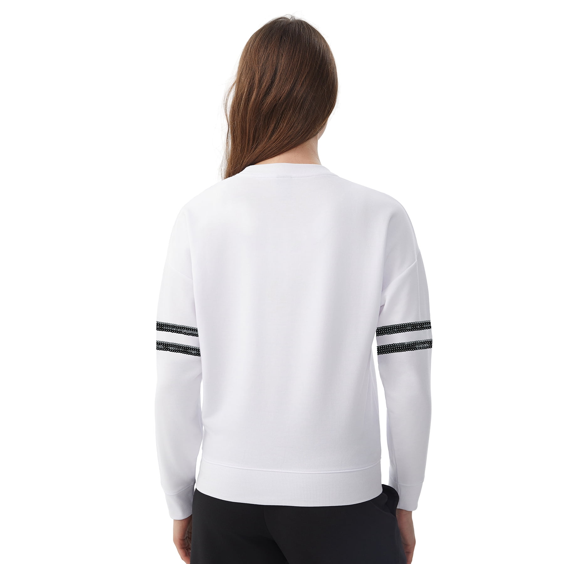 NFL Womens New Orleans Saints Cozy Sequin Crew Neck Sweatshirt