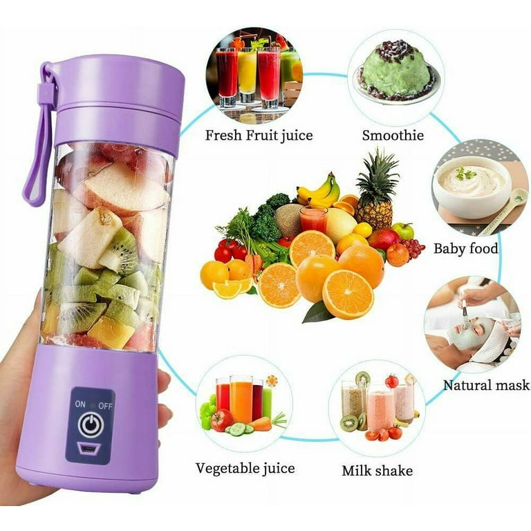 Mini USB Rechargeable Portable Electric Juicer Fruit Vegetable Mixer Ice  Smoothie Maker Blender Machine Juicing with Cover (Color : A) (A)