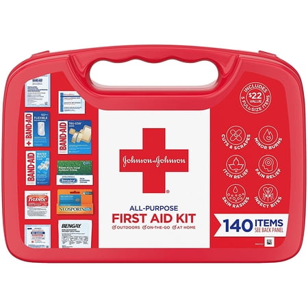 Johnson & Johnson All-Purpose Portable First Aid Kit, 140 pc