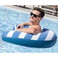 thumbnail image 6 of H2OGO! Comfort Plush Noodle Chair - Blue & White Stripe, 47" x 26.5", Deluxe Inflatable Pool Float, Mesh Seat, Velvet-Like Surface, Sit & Lounge Ring, 6 of 8