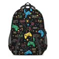 thumbnail image 3 of Game Controller Black Pattern Backpack for School, Cute School Bag with Adjustable Shoulder Straps and Padded Back, 16.9"x12.6"x5.9", 3 of 5