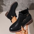 thumbnail image 5 of Taqqpue Women's Boots, Women's Fashion Casual And Winter Round Head Belt Buckle Fashion Boots Side Zipper Thick Heel Short Boots for Women, 5 of 9