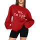 thumbnail image 2 of Gibobby Sudadera mujer Sudadera suelta casual de manga larga con cuello redondo para mujer blusa grande de manga larga(Rojo,M), 2 of 4