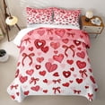 thumbnail image 2 of Homewish Cartoon Heart Bowknot Twin Quilt Set,Red White Pink Twin Coverlet Set,2 Pieces, 2 of 7