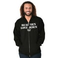 thumbnail image 3 of Real Men Love Jesus Christian Zip Hoodie Sweatshirt Men Brisco Brands X, 3 of 6