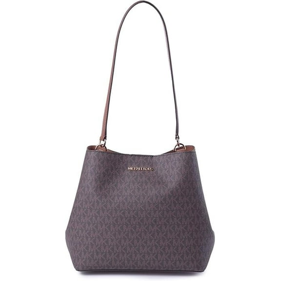 Michael Kors Pratt Medium Signature Logo Shoulder Bag (Brown)