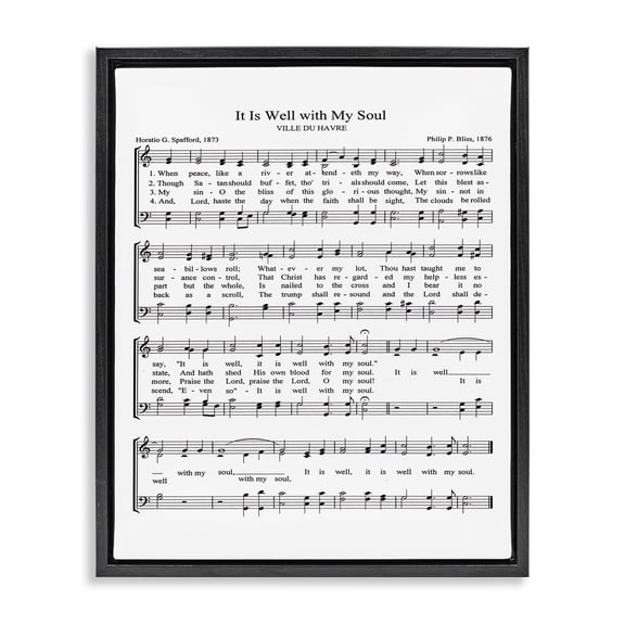 Stupell Industries Well With My Soul Sheet Music Beauty & Fashion Painting Black Floater Framed Canvas Art Print Wall Art, 17 x 21