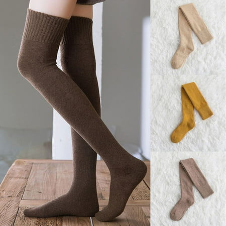

Zhaomeidaxi 1Pair Women Thigh High Socks Extra Long Cotton Knit Warm Thick Tall Long Boot Stockings Leg Warmers