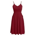 thumbnail image 4 of Patlollav Dresses for Womens Summer Seaside Sling Sleeveless V-Neck Solid Color Casual Dress, 4 of 6