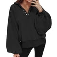 thumbnail image 1 of Gibobby Sudadera oversize mujer Sudadera de forro polar de gran tamaño con cuello redondo y manga larga con hombros caídos(Negro,G), 1 of 5