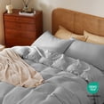 thumbnail image 3 of 100% Egyptian Cotton Duvet Cover Set King Size, Waffle Weave Duvet Cover, 600 TC Soft Breathable Luxury Textured Bedding Set for All Season, 3 PCS, 1 Duvet Cover and 2 Pillowcases, Gray, 104"x90", 3 of 18