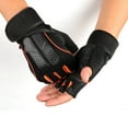 thumbnail image 3 of Un par de guantes deportivos de gimnasio antideslizantes, guantes de medio dedo negros y naranjas para ejercicio de entrenamiento M, 3 of 12