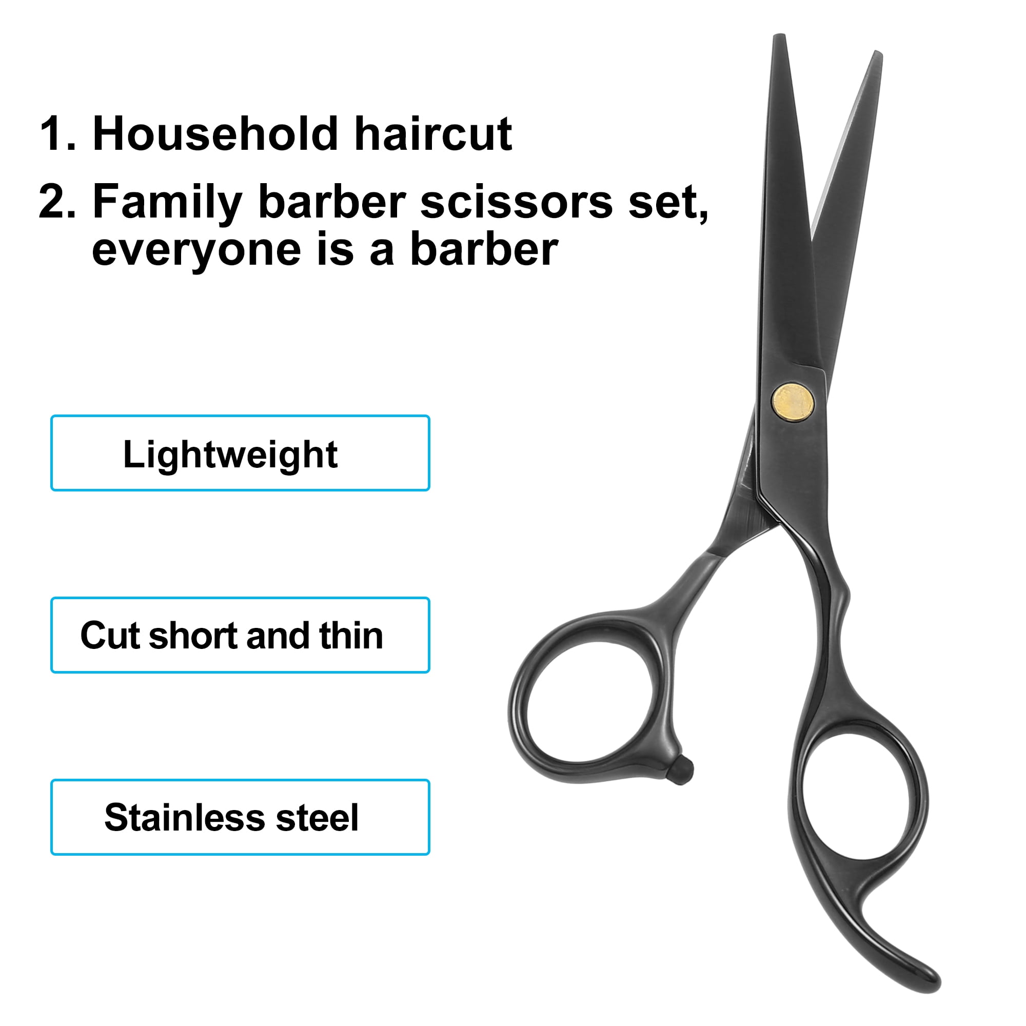 Unique Bargains Portable 6" Straight Scissors for Long Short Thick Hard Soft Hair Women