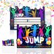 thumbnail image 1 of Tarjetas de invitación para fiesta de salto, 12 tarjetas de invitación de cumpleaños infantiles coloridas con 12 sobres Postal premium de trampolín de salto para niñas y niños, 1 of 8
