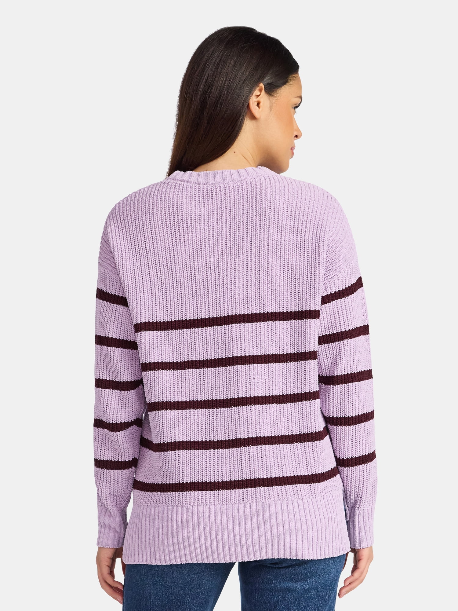 Time and Tru Women's Chenille Sweater with Long Sleeves, Midweight, Sizes XS-XXXL
