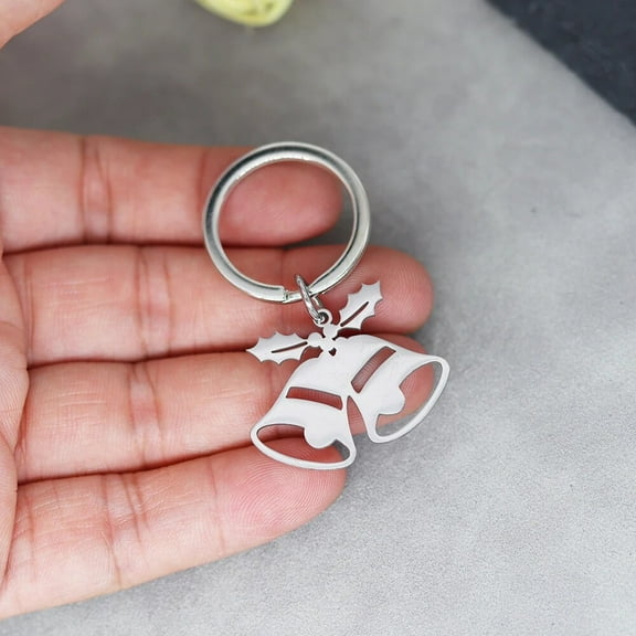 Lovely Christmas Pendant Keyrings Stainless Steel Jingle Bell Metal Keychain Car Key Handbag Jewelry for Women Men Gifts