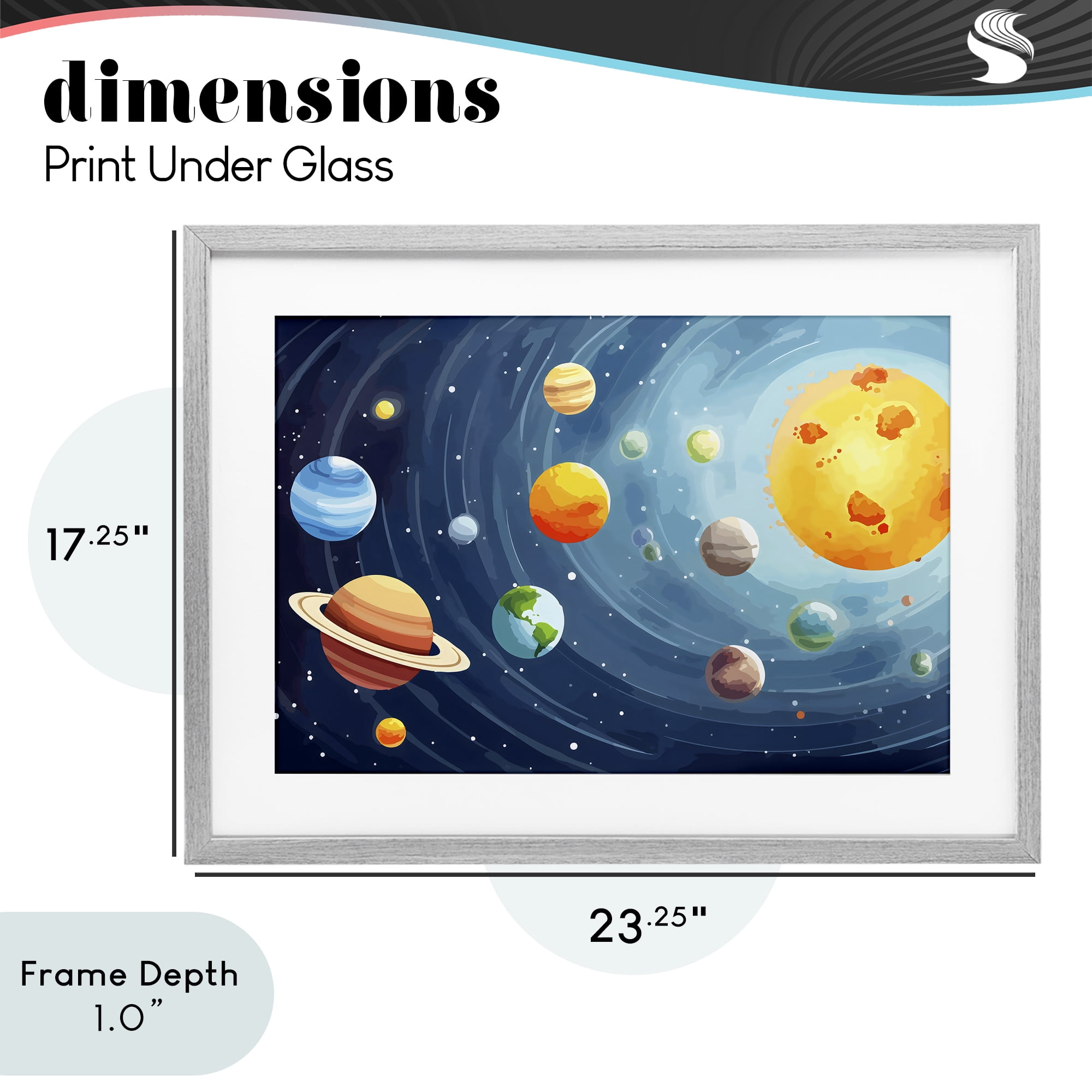 Stupell Industries Solar System Planets Orbit Gray Framed Print Under Glass, design by Creative Studio