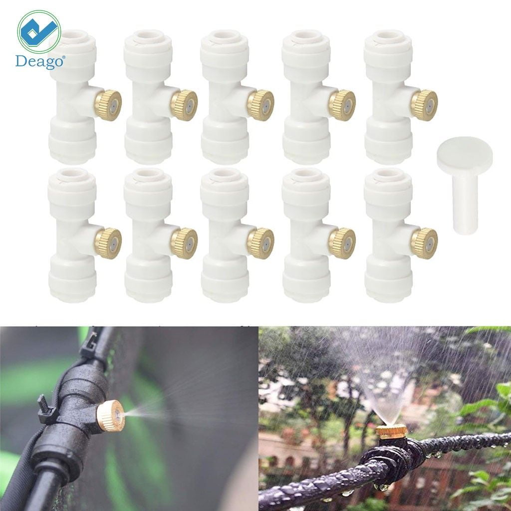 Deago 10pcs Misting Nozzles Kit 1/4'' SlipLock Brass Mister Nozzles 0