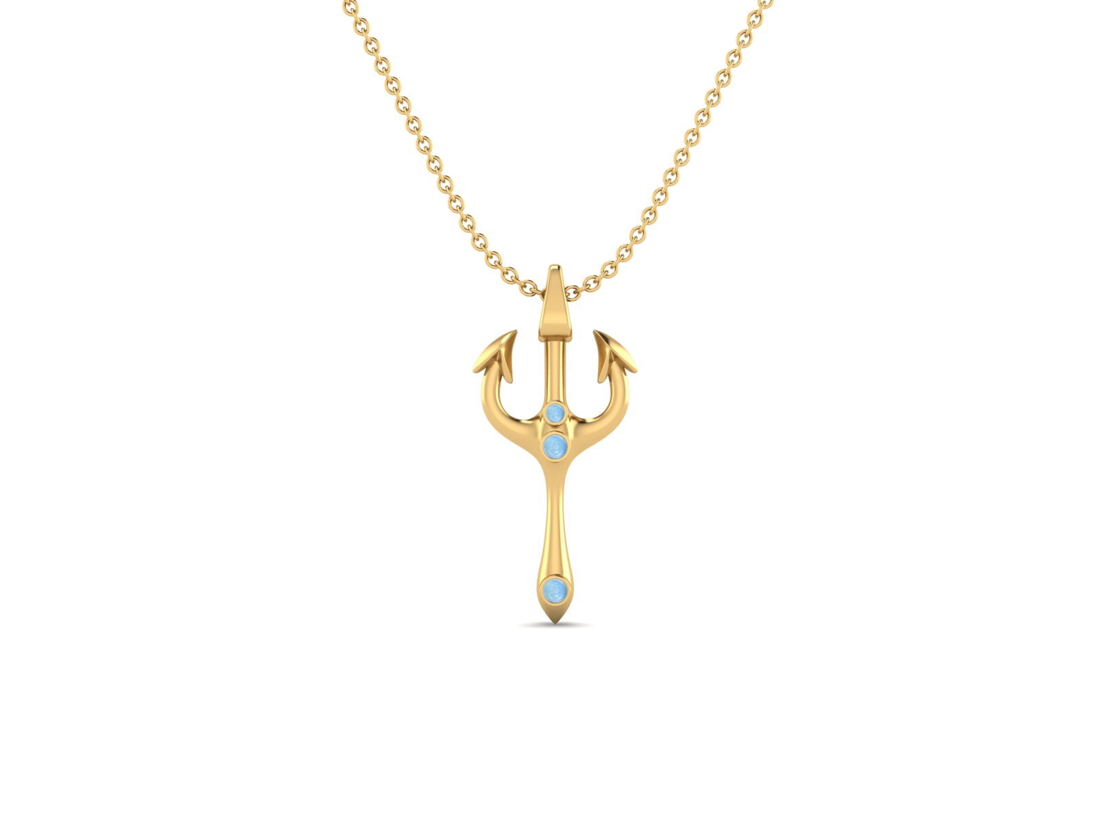 Ruby Trident of Poseidon Greek Mythology Necklace 925 Sterling