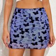 thumbnail image 2 of Falda ajustada para mujer, talle alto, envoltura de cadera, estampados elegantes, colores brillantes, falda corta para mujer para salidas de fiesta, citas, morado L, 2 of 5