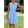 thumbnail image 4 of PRETTYGARDEN Women's Summer Dresses Sleeveless V Neck Eyelet Hollow Out Swing A Line Beach Vacation Sun Dress, 4 of 10