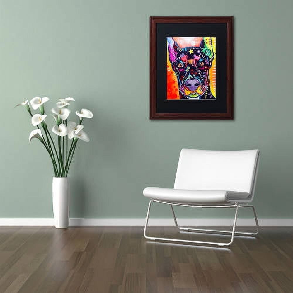 Trademark Fine Art "Doberman" Canvas Art by Dean Russo, Black Matte, Wood Frame