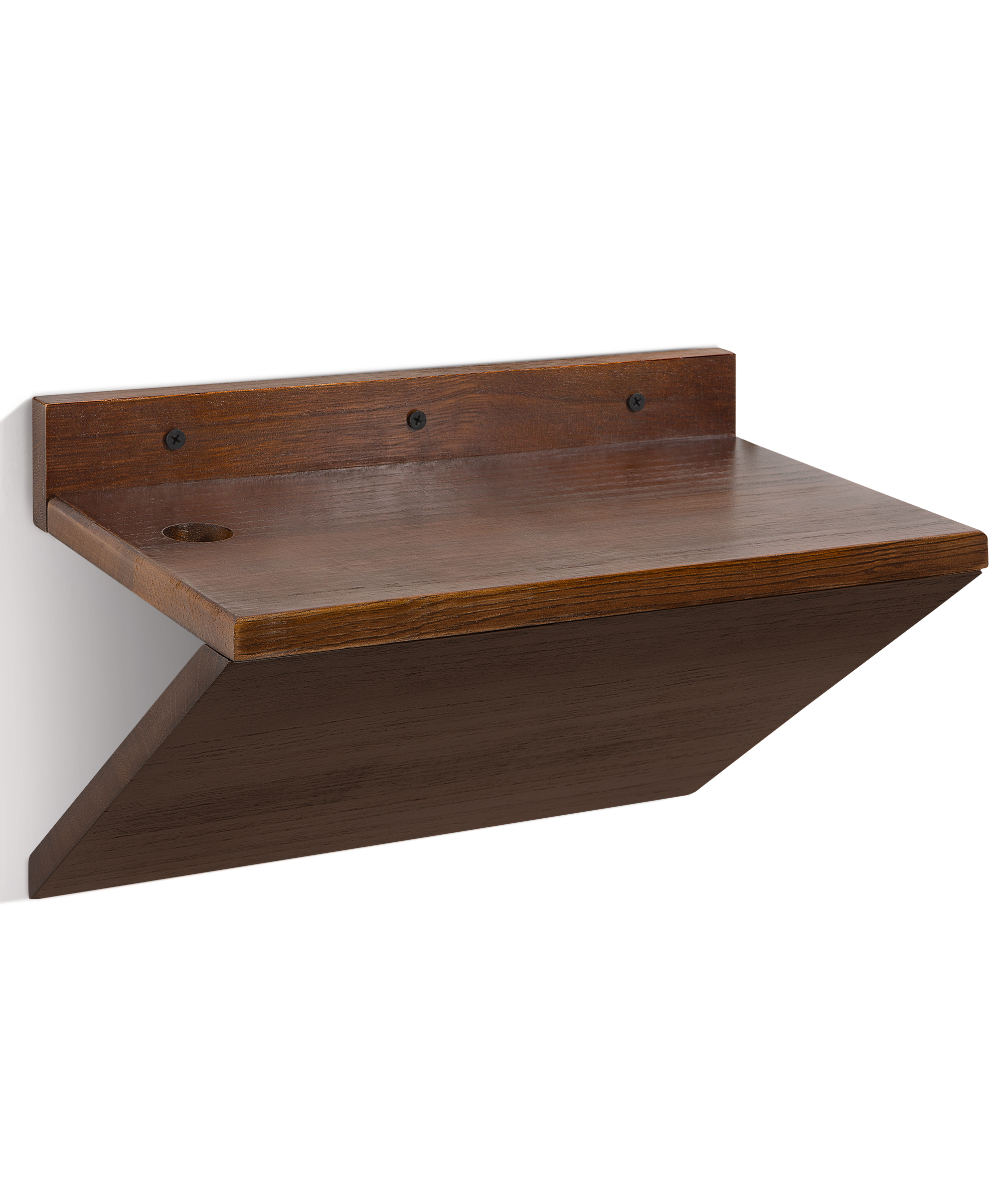 Gronda Floating Nightstand Set of 2,Space Saving Wall Mounted Bedside Table with Cable Hole,Walnut Wood Small Hanging Nightstands for Bedroom Apartment