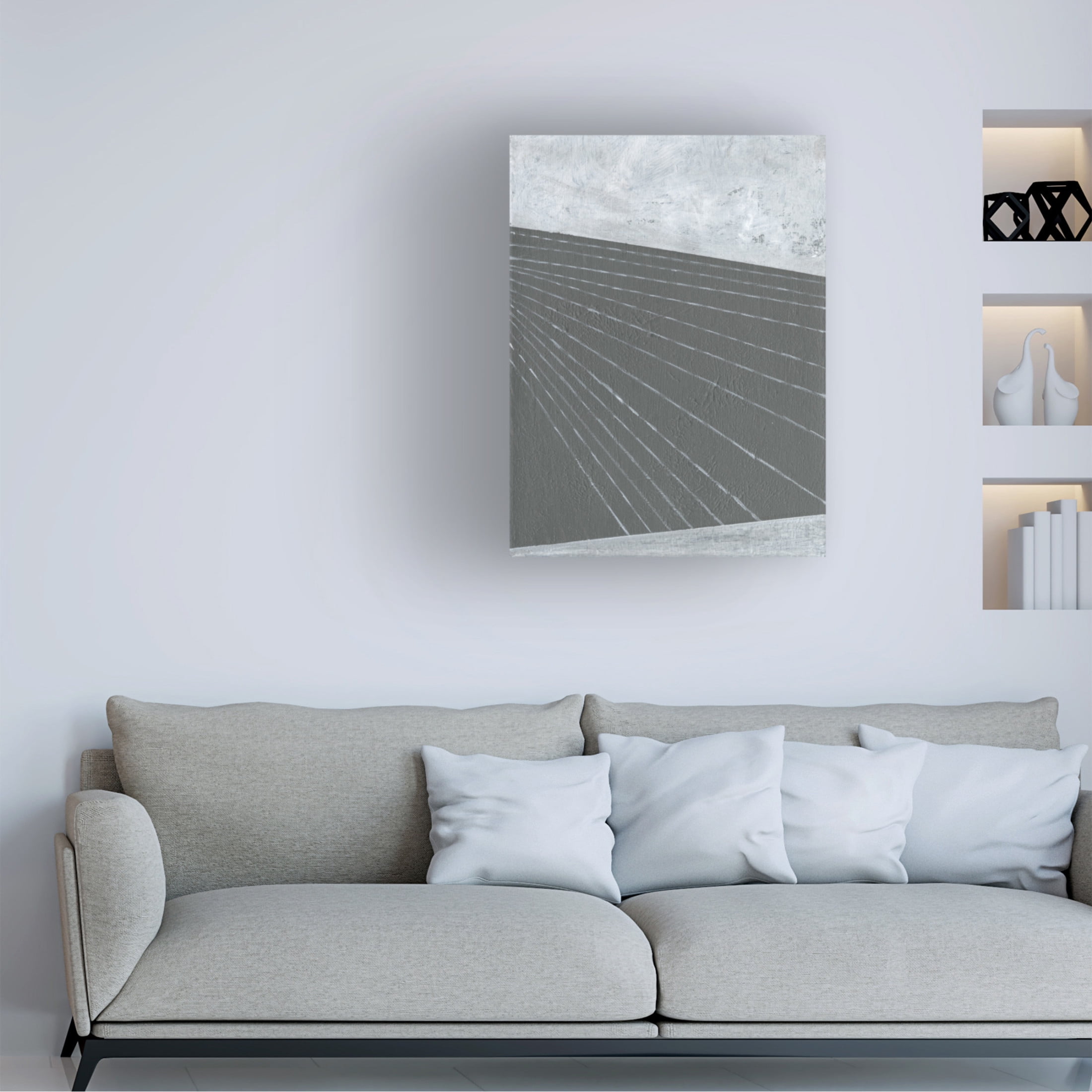 Canvas Wall Art - Jodi Fuchs 'Gray Matter Lines II' Wall Art for Living Room, Bedroom, or Office Décor by Trademark Fine Art - 14 x 19 Inches