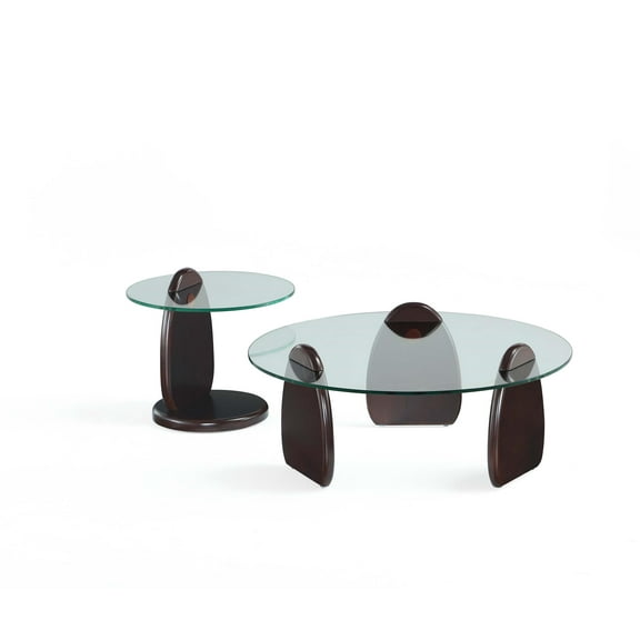 Artesia 2-Piece Modern Coffee Table and End Table Set in Dark Walnut