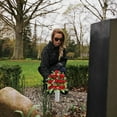 thumbnail image 3 of 2Pcs Artificial Cemetery Flowers with Vase for Grave, Silk Memorial Day Rose Flowers Bouquet Outdoor Grave Flowers for Grave Vase Cemetery Graveyard Headstones (Pink), 3 of 5
