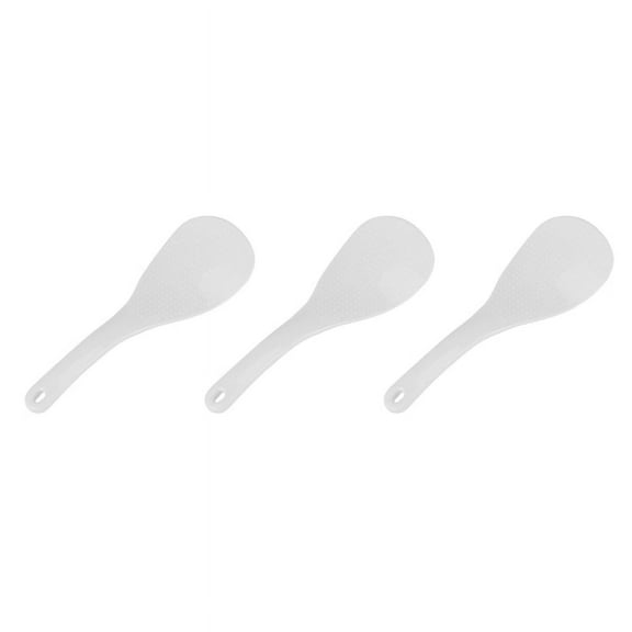 3X Kitchen Dotted White Plastic Flat Rice Scoop Paddle Meal Spoon