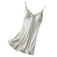 thumbnail image 2 of Voncos Women's Silk-Like Chemise, Lace Trim Adjustable Straps Nightgown, Elegant Midi Soft Sleepwear & Loungewear White XL, 2 of 3
