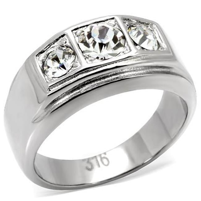FACE RING (SV_M) 11号 (US 7) Alamode TK119-7 Men High Polished Stainless Steel Ring with Top