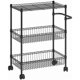 thumbnail image 1 of 3 - tier metal rolling kitchen cart con baskets, wire shelving, handles y wheels para kitchen, bathroom, oficina, laundry (negra), 1 of 6