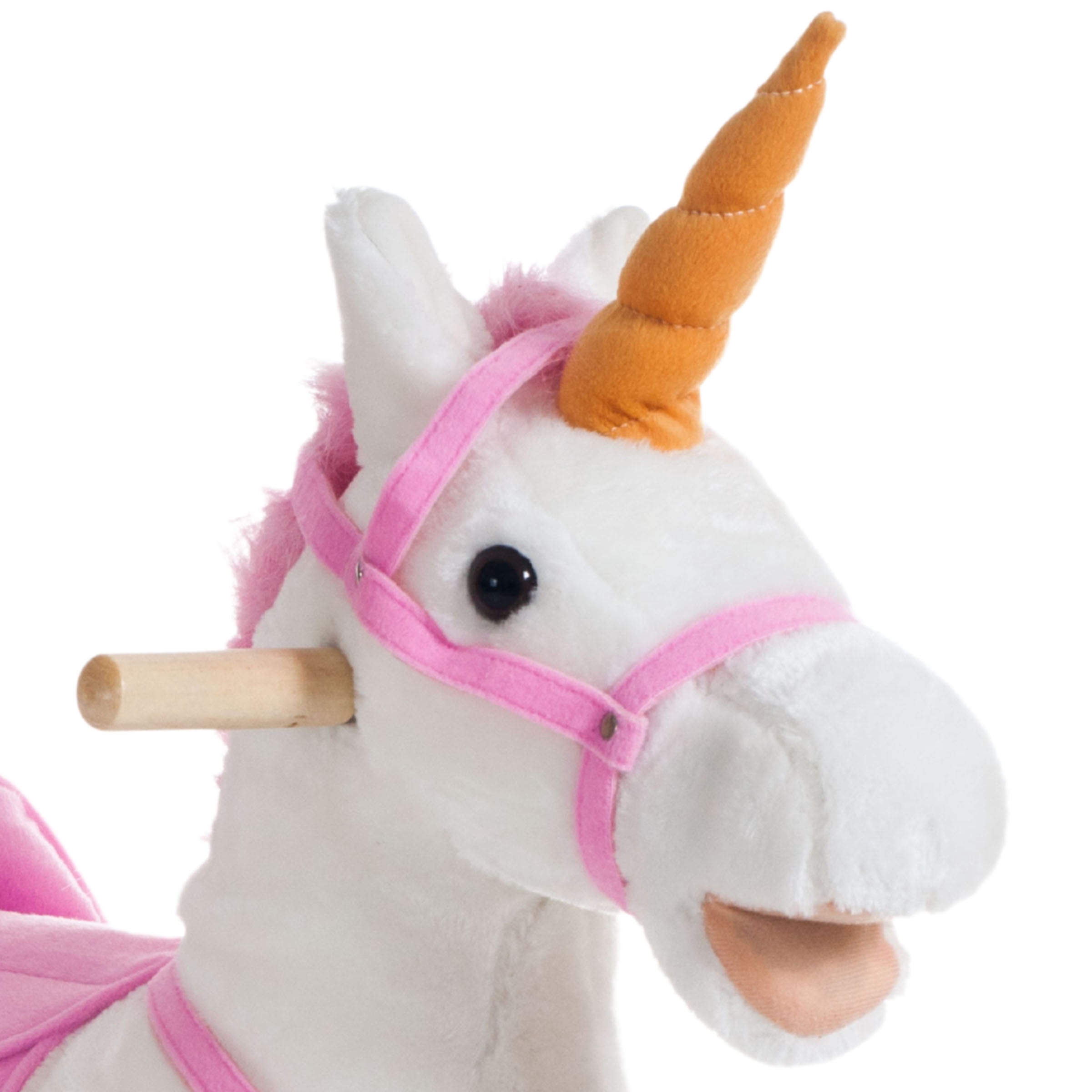Happy Trails Ride-On Unicorn Rocking Horse with Sturdy Wooden Base for Toddlers Ages 3 and Up, (White)