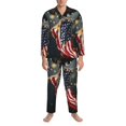 thumbnail image 3 of Logiee North American Bald Eagle1 Print Mens Long Sleeve Pajama Set,Notched Collar Pajamas for Men, Men's Sleepwear,Mens Sleepwear with Pockets & Button Down-Medium, 3 of 7