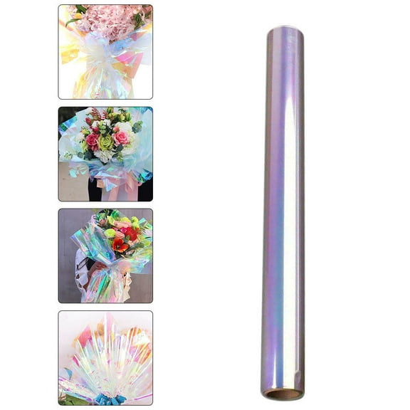 SOPOTUTU Clear Cellophane Roll Iridescent Multi Wrapping Paper for Crafters 1 Set
