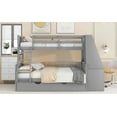 thumbnail image 5 of EUROCO Wood Twin over Full Bunk Bed with Twin Trundle, Built-in Desk with Shelf and 3 Drawers for Kids Teens Adults, 3-in-1 Beds, Gray, 5 of 16
