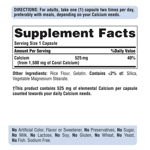 Puritan's Pride Triple Strength Coral Calcium 1500 mg-120 Capsules