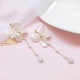 thumbnail image 4 of Pearl Flower Earrings Pearl Drop Earrings White Dangle Flower Earrings Prom Wedding Earrings Birthday Party Jewelry Gifts Women, 4 of 4