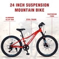 thumbnail image 2 of Ambifirner 24 Inch Mountain Bike  - Shimano 6-Speed, Front Suspension, Disc Brakes, Steel Frame, 85% Assembled (Red), 2 of 8