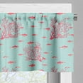 thumbnail image 5 of Ambesonne Coral Valance & Curtain, Fishes Coral Reef Aquatic, 55"x45", Dark Coral Pale Blue, 5 of 6