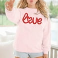 thumbnail image 4 of Valentines Crew Neck Sweatshirt for Women Oversized Embroidered Pullover Sweatshirts Long Sleeve Relaxed Fit Tops Fall Winter Pink S, 4 of 6