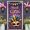 thumbnail image 6 of Gold Mask Mardi Gras Banner Purple Green Feathers Carnival Display Decor Ornate Pattern Masquerade Backdrop for Mardi Gras Party Carnival Celebration Masquerade Ball, 6 of 9