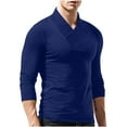 thumbnail image 1 of Man Long Sleeve Solid Color V-Neck Button Fashion Fallow T-Shirt Tops, 1 of 1