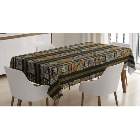 

Zambia Tablecloth Authentic Bohemian African Primitive Striped Grunge Fashion Culture Artsy Pattern Rectangular Table Cover for Dining Room Kitchen 60 X 84 Inches Multicolor by Ambesonne