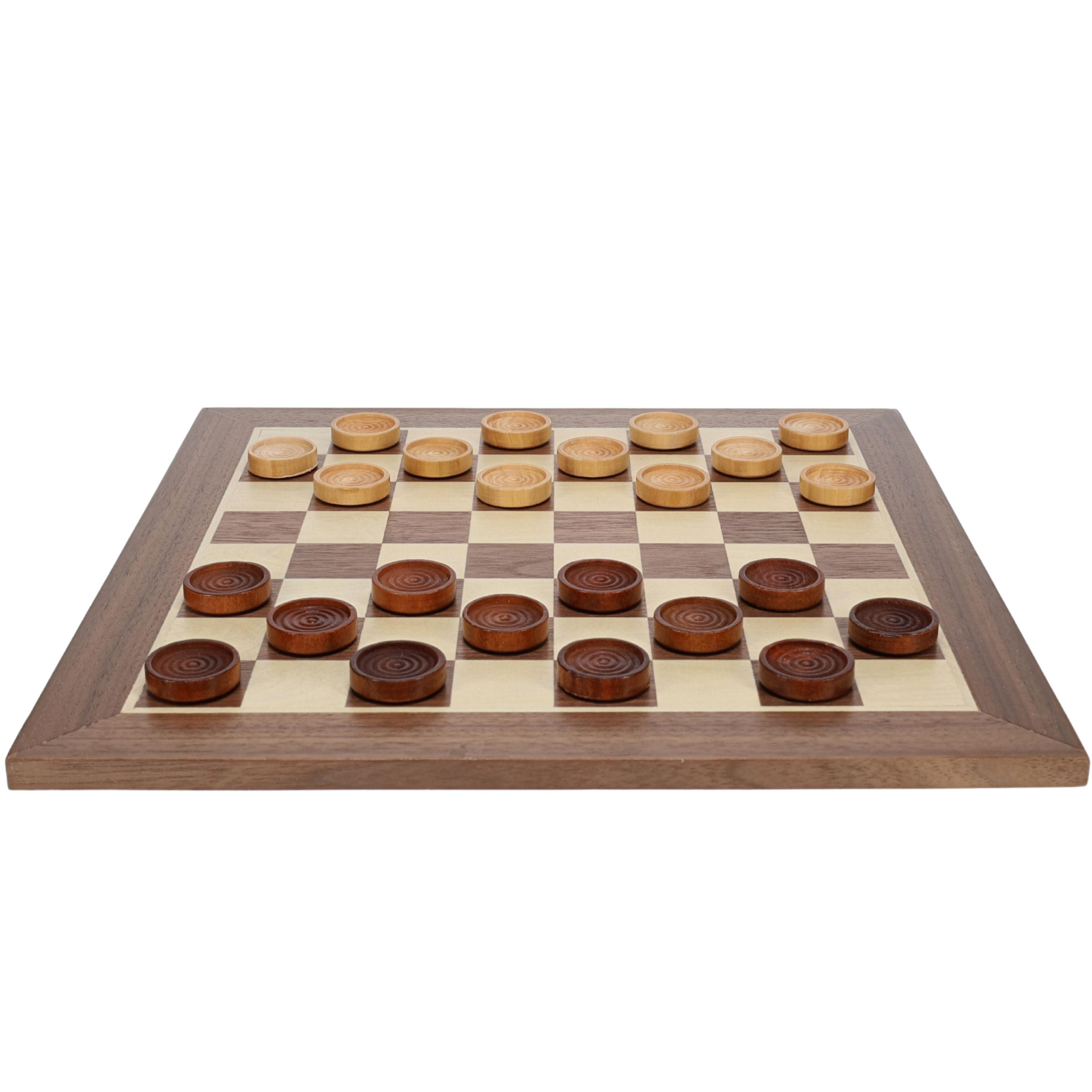 WE Games Old School Brown and Natural Wooden Checkers Set -11.75 in.