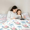 thumbnail image 5 of jejeloiu Happy Valentine'S Day Queen Comforter Set,Blue Letter D Bedding Sets,Cartoon Bowknot Kawaii Flower Bedding Comforter Set For Princess,Lightweight Room Decoration Reversible,3pcs, 5 of 8