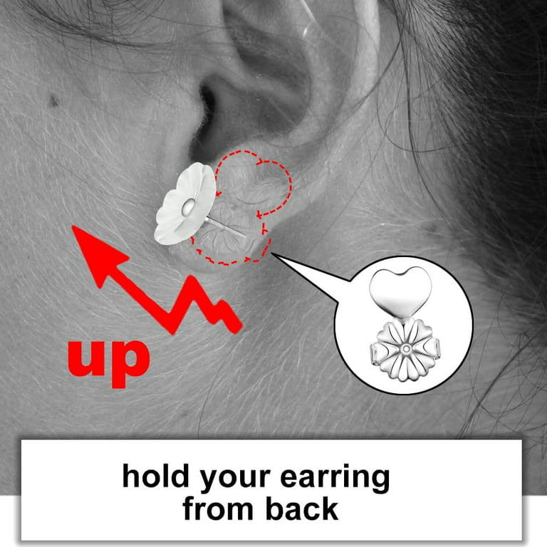  Earring Lifters - Earring Backs Lifts Heavy Stud Earrings,  earlobe Support for Earrings, Heart, Tiara Earring Backs for Heavy Earring,  Upgraded Large Earring Backs for Droopy Ears S
